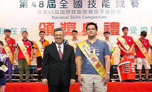 Zhuang Yi (莊詠鈞) of Department of Electronic Engineering won the Gold Medal  in the Industrial Electronic Group of 48th National Skills Competition《2018.08.10》